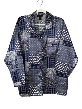 Vintage Y2K Gomez Patchwork Button Down Shirt Size Large Bohemian 90s Artsy